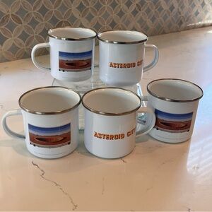 Five (5) Asteroid City Movie 12 Ounce Enamel Mugs - Brand New